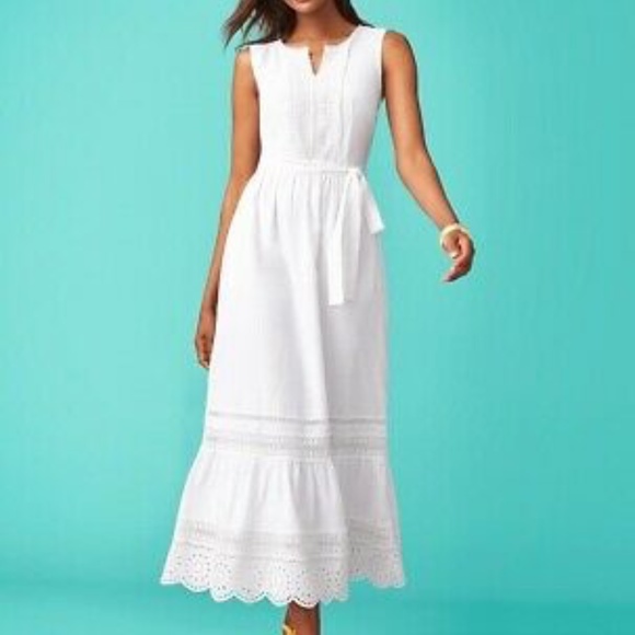 Talbots Dresses & Skirts - Talbots Tiered Prairie Maxi Dress White